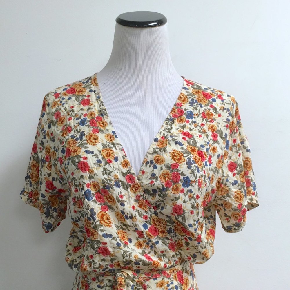 AUGUSTE the label rose floral maxi dress wrap around feminine 6 short sleeve - Picture 5 of 10
